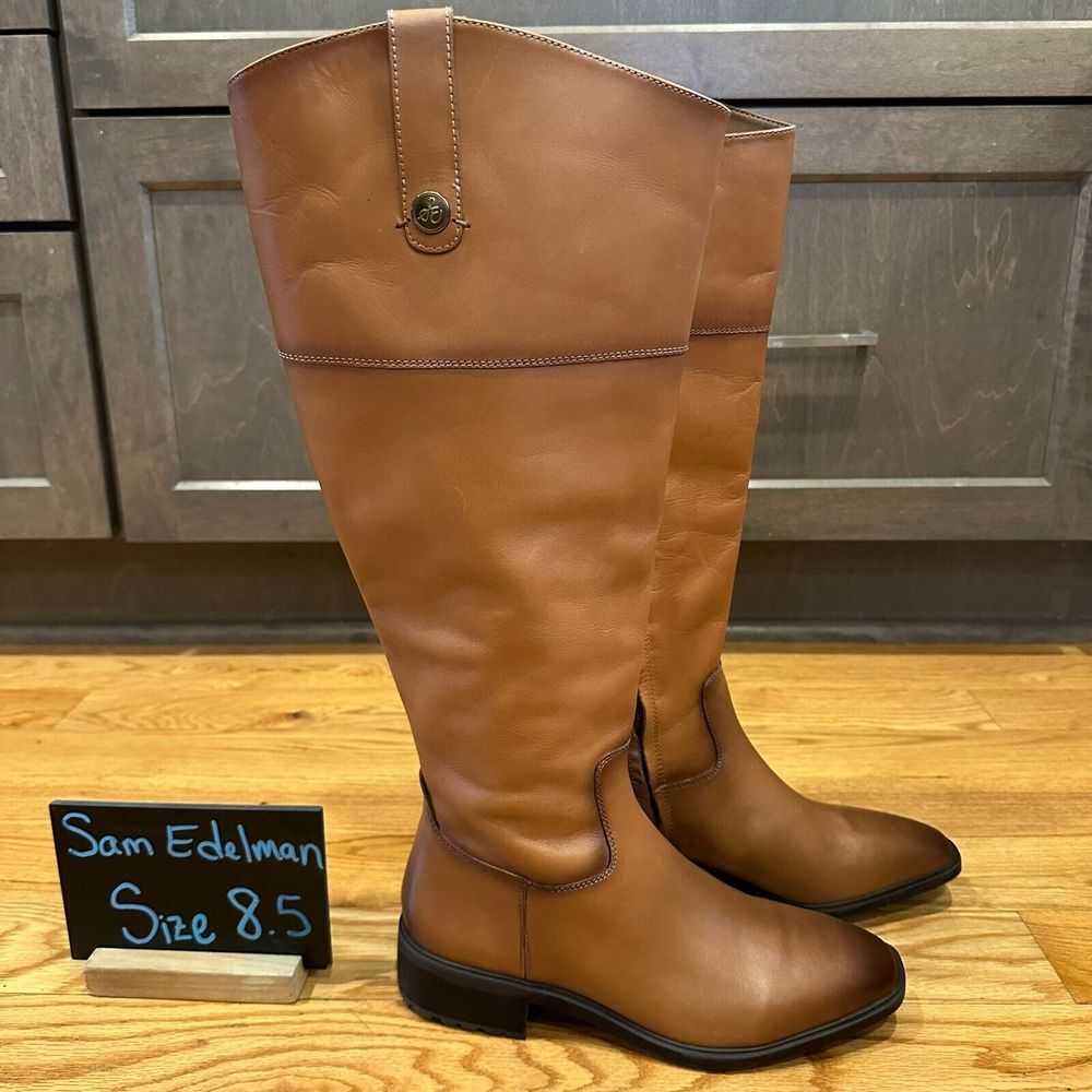 New NWOB Womens Sam Edelman Drina Brown Leather Knee High Riding Boots Size 8.5